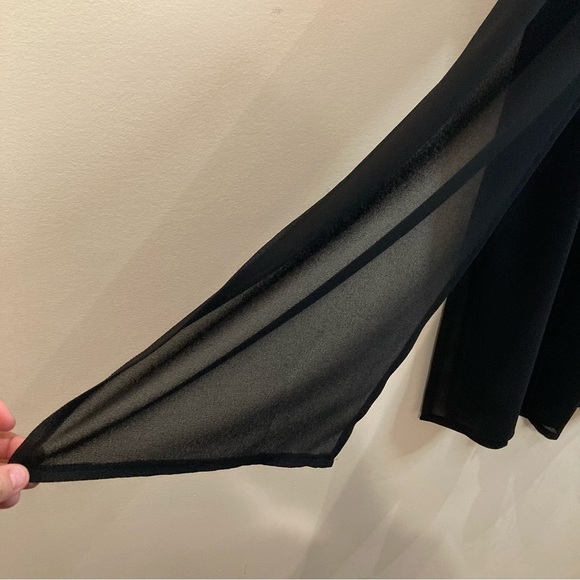 JOSEPH RIBKOFF Sz L Sheer Panels Wide Leg Zipper Closure Gaucho Pants Culottes - Picture 3 of 9